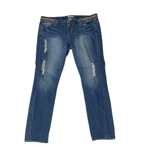 Mudd Distressed Skinny Jeans Womens 17 Blue Stretch Mid Rise Y2K Inspired